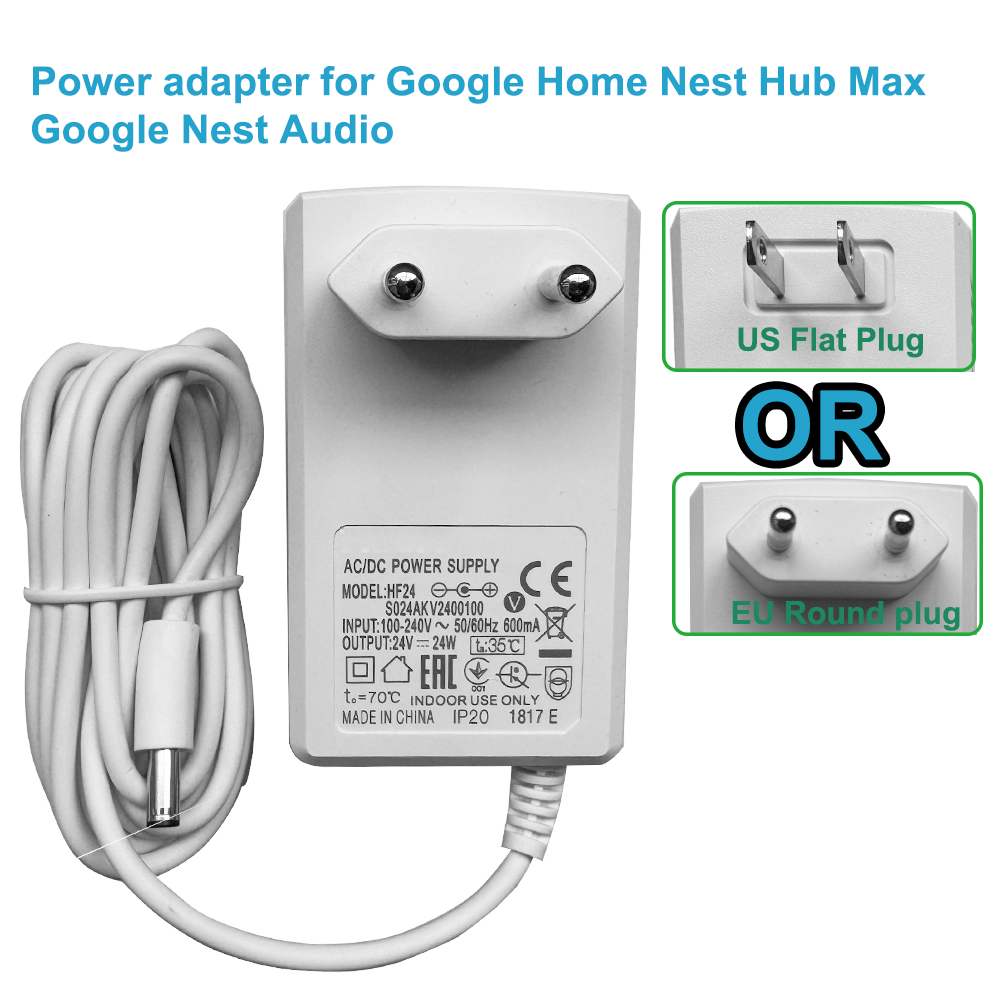 Google Speaker Nest Audio - Adaptador de Alimentação 24V para Google