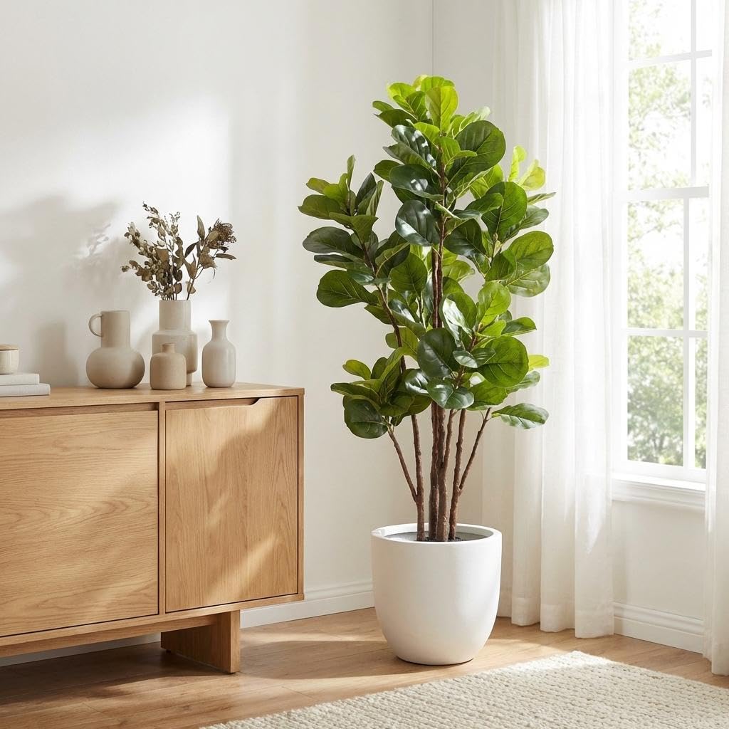 Ficus Lyrata Tree - Figueira Artificial Fiddle Leaf, Plantas Falsas